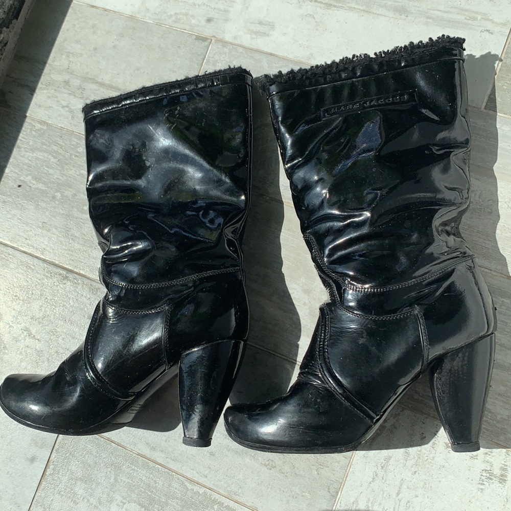 Marc Jacobs Glossy Patent Leather Vintage Widened Heels Boots - Picture 13 of 14